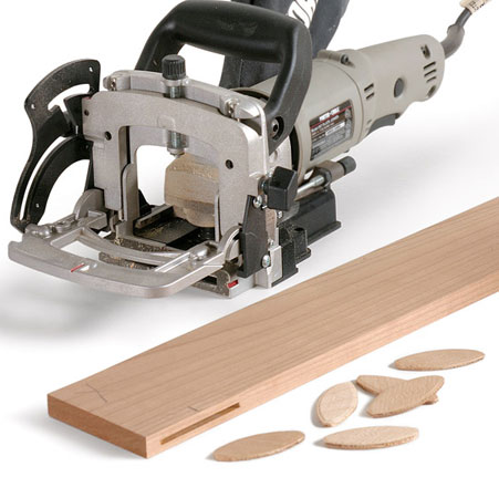 use biscuit joiner to laminate pieces of wood
