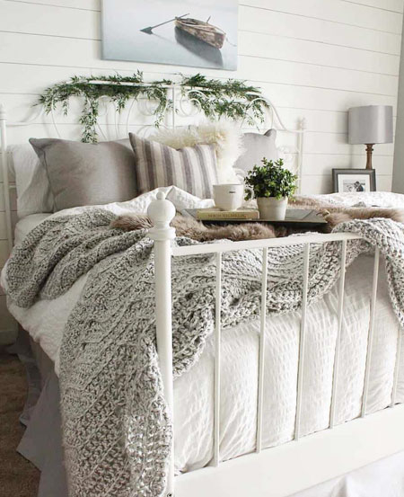 The best place to start is to layer the bed with a throw or blanket to add that extra element of warmth that can be pulled up in the evenings to keep you snug and warm.