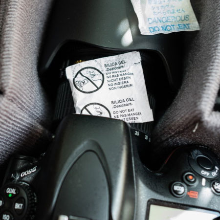keep camera equipment dry with silica gel
