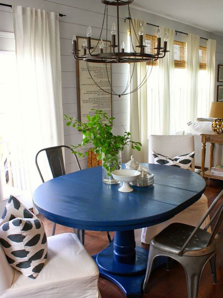 blue dining table