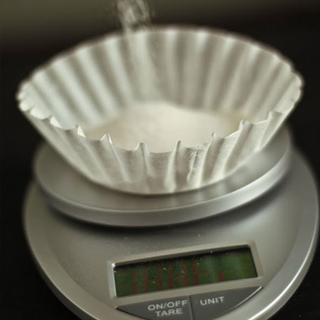 use coffee filters to measure loose goods