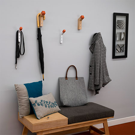 These modern coat hangers are ideal for mounting directly onto a wall, or fitted onto a backing board.