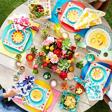 add spring colour to outdoor dining table