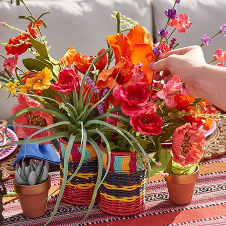 colourful display of flowers for outdoor table