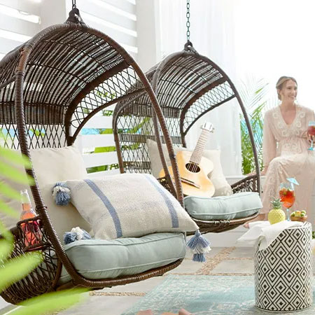 install hanging basket chairs for garden seating