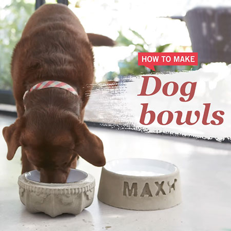 make concrete dog food and water bowls