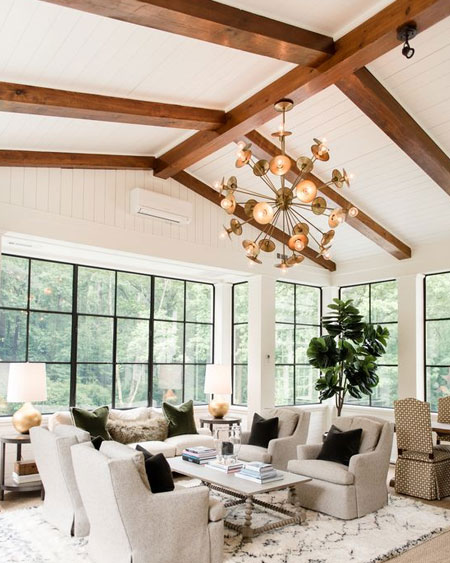 You don't want dark beams in a room with reasonably low ceilings