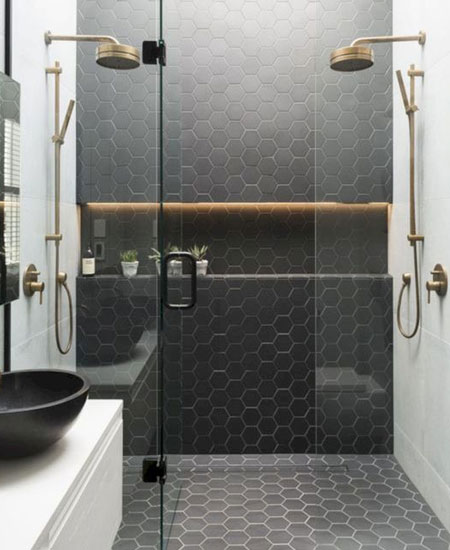honeycomb tiles in shower