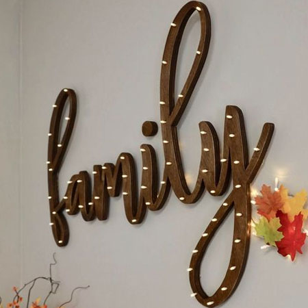 cut inspirational wording from mdf for wall sign