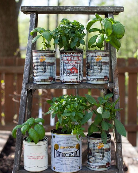 recycle cans for herb pots