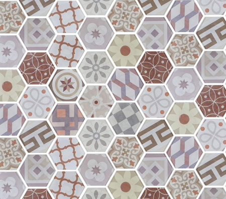 patterned hexagonal tile