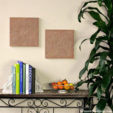 plaster relief on tiles