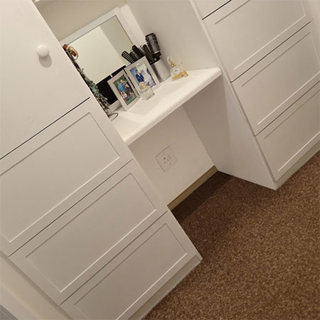 painted build in cupboards for closet