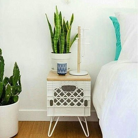plastic crate bedside table