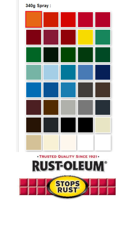 rust oleum spray paint color chart