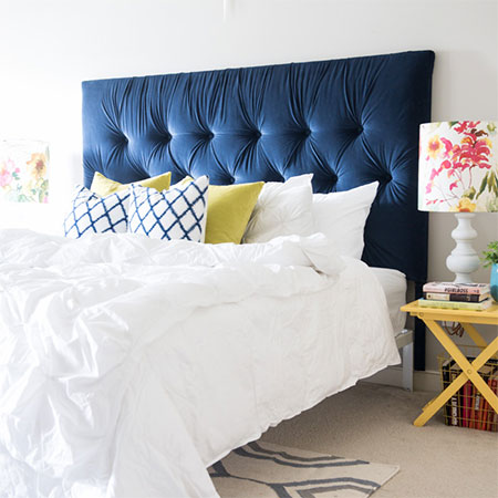 diy diamond tufted upholstered headboard