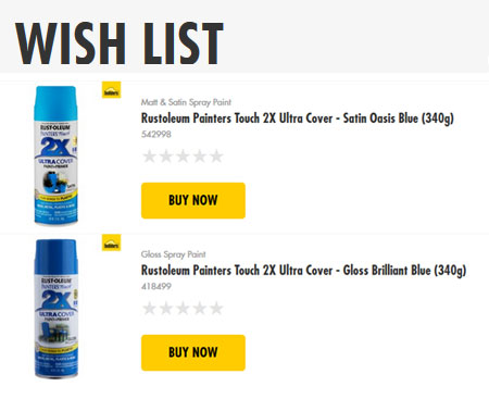 wishlist for online shopping at Builders
