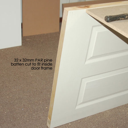 pine batten to reinforce door frame