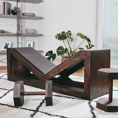 coffee table that's also a workout bench