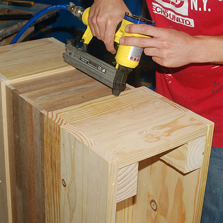 use aircraft brad nailer to fix shelf in place