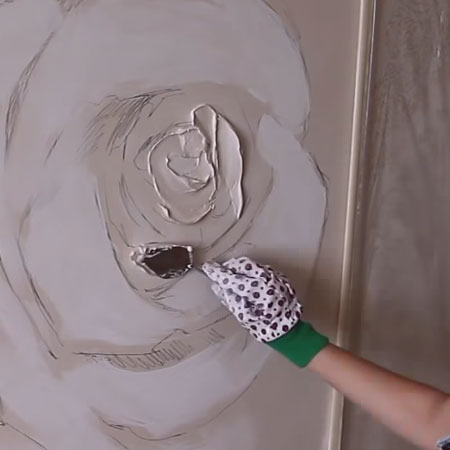 Bas Relief Plaster Roses Wall Panel