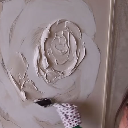 Bas Relief Plaster Roses Wall Panel