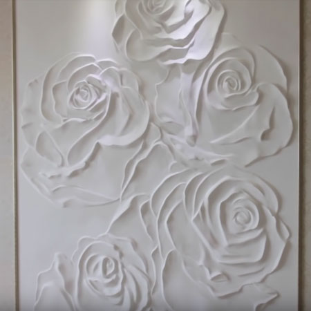 Bas Relief Plaster Roses Wall Panel