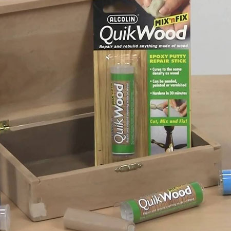 use alcolin quikwood to repair dents and missing pieces