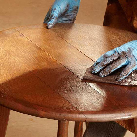 apply wood stain, gel stain or tinted sealer or varnish