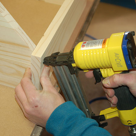 use aircraft nail gun to assemble sides of bread bin