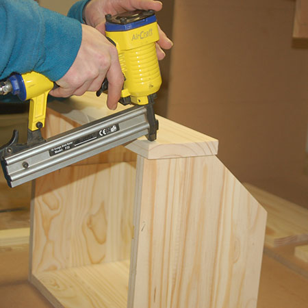 use aircraft nail gun to assemble sides of bread bin