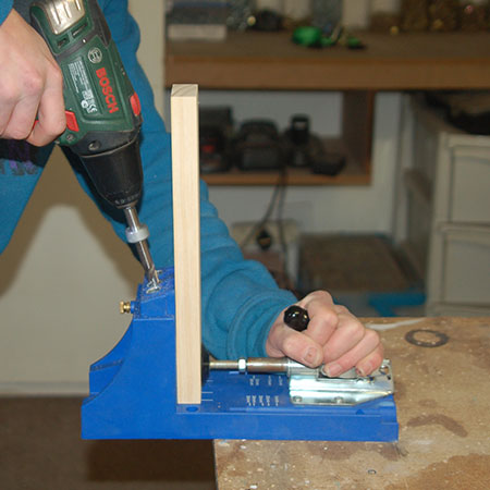 kreg pocket hole jig to drill holes for door