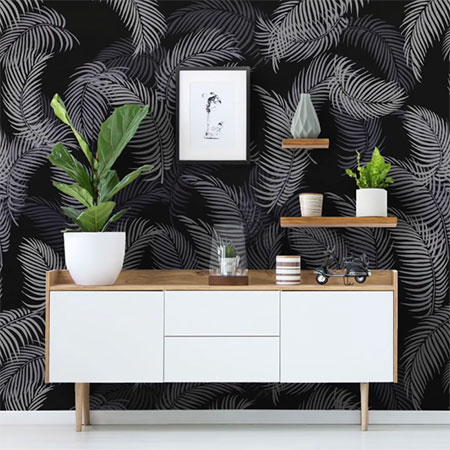 Beautiful Tropical Walls with Palm Fronds Design