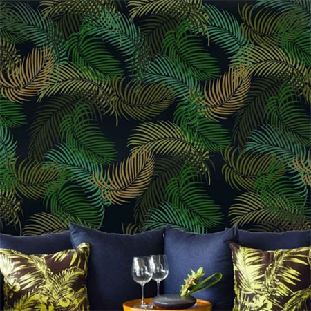 Beautiful Tropical Walls with Palm Fronds Design