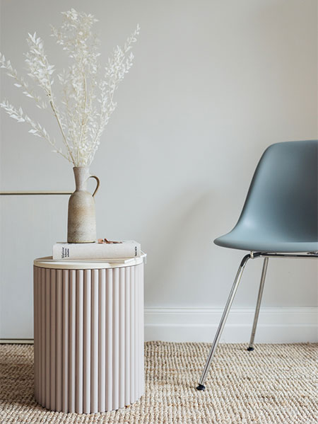 Stylish table with pine half-rounds