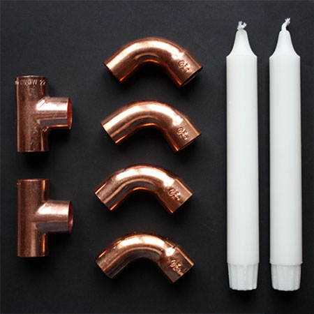 copper candle holders