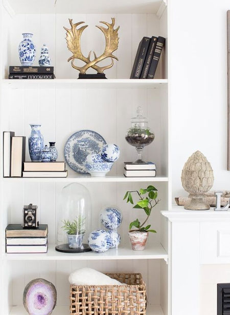 arrange a bookcase or bookshelf