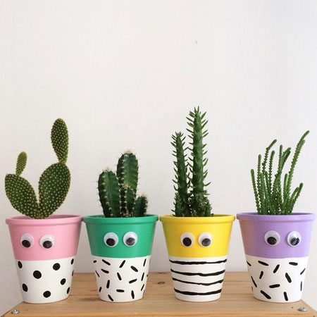 giving plant pots a colourful makeover