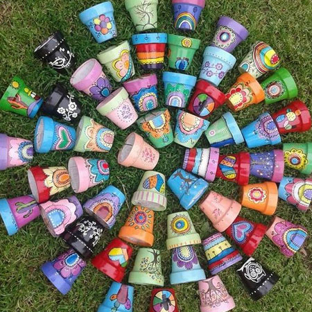 sharpie pen flower pot designs