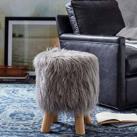 upholster stool in faux fur