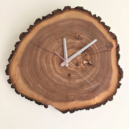 live edge wood slice wall clock