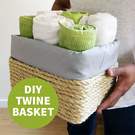 cardboard rope or twine baskets