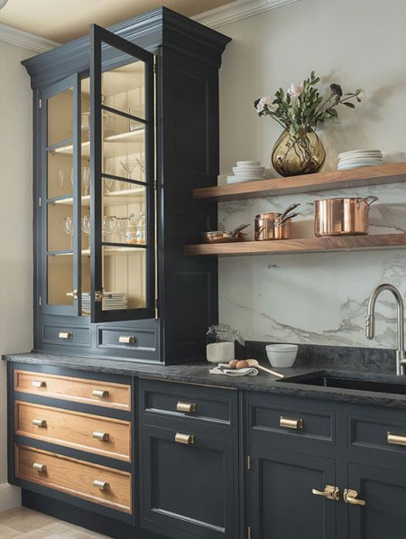 wood and painted kitchen cabinets