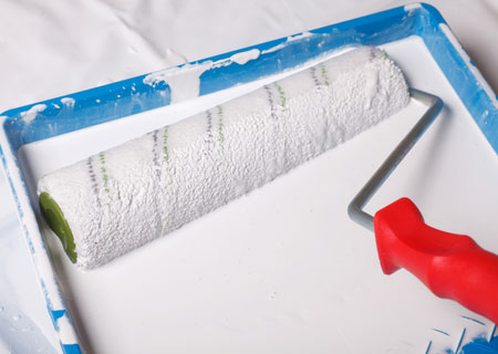 pour your paint into a paint tray