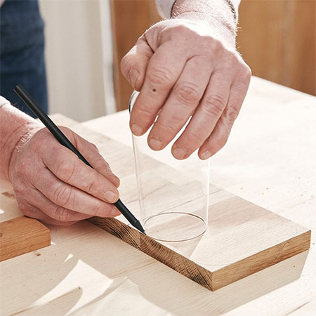 use circular template to round off corners