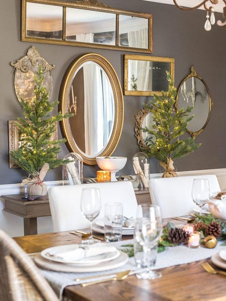 accent wall with mirrors