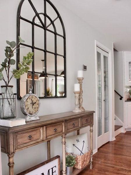 feature with mirrors and furniture