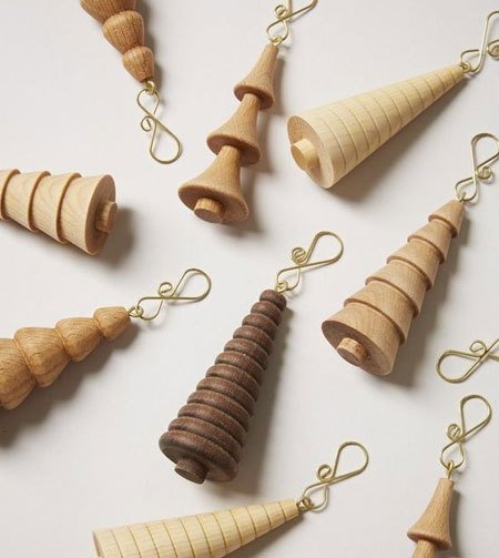 wood turned tree ornaments