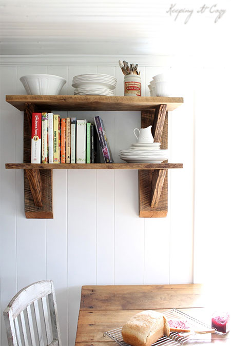 reclaimed wood kitchen shelves