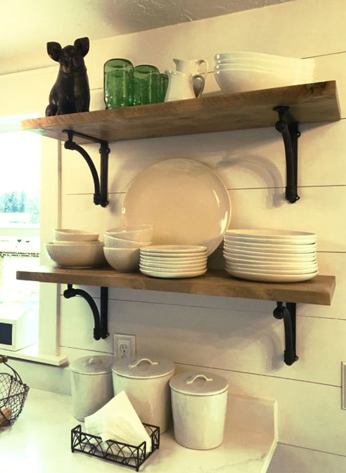 diy reclaimed wood kitchen shelf